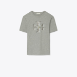 TORY BURCH Crystal Logo T-Shirt – Gray