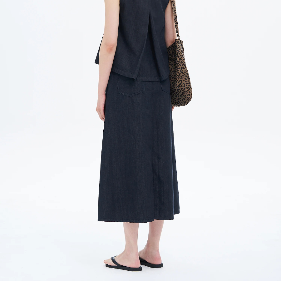 8 seconds Denim Long Skirt — Navy