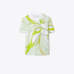 TORY BURCH Twisty Flower Classic T-Shirt – Green