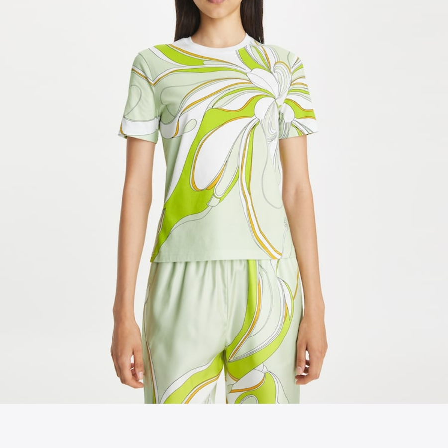 TORY BURCH Twisty Flower Classic T-Shirt – Green