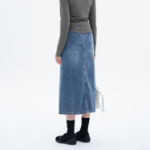 8 seconds Thin Washing Lightweight Denim Long Skirt — Blue