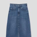 8 seconds Thin Washing Lightweight Denim Long Skirt — Blue