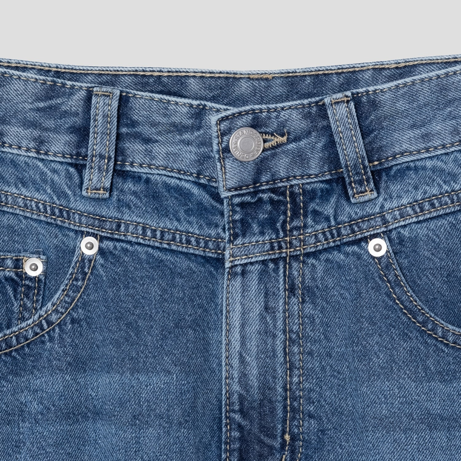 8 seconds Thin Washing Lightweight Denim Long Skirt — Blue