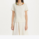 TORY BURCH Embellished Cotton T-Shirt – Ivory