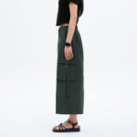 8 seconds Nylon Cotton Cargo Long Skirt — Dark Green