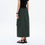 8 seconds Nylon Cotton Cargo Long Skirt — Dark Green
