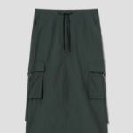 8 seconds Nylon Cotton Cargo Long Skirt — Dark Green