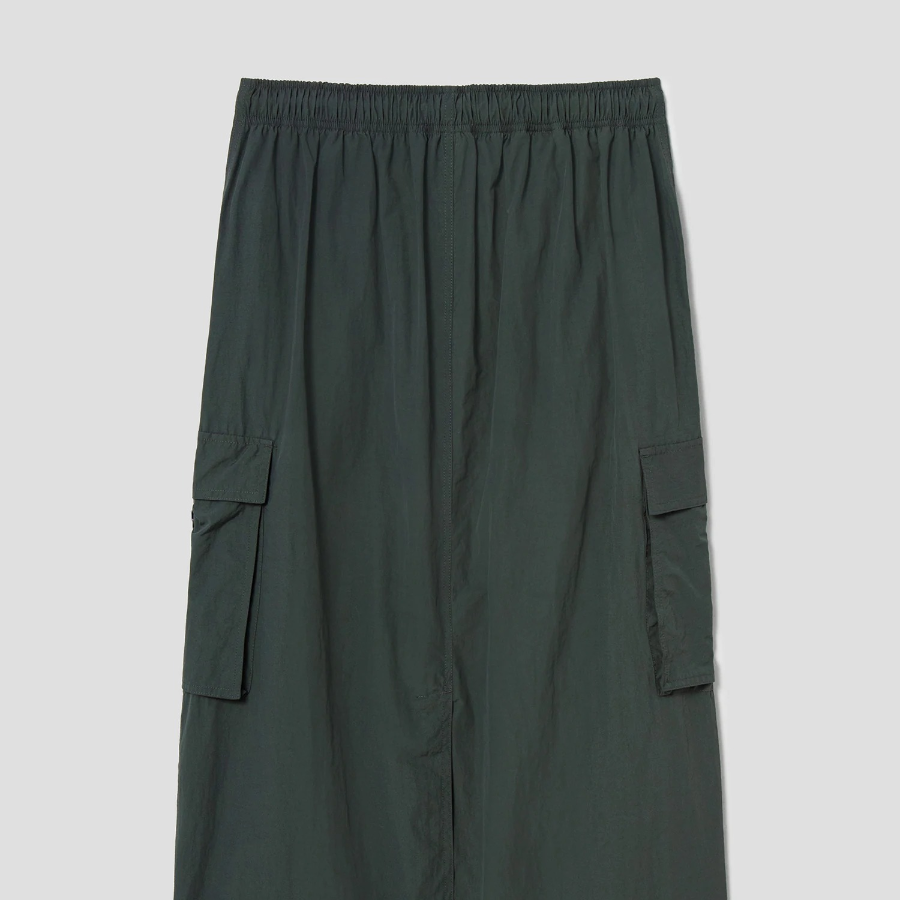 8 seconds Nylon Cotton Cargo Long Skirt — Dark Green