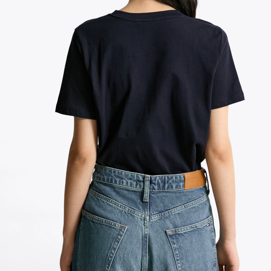 TOMMY HILFIGER [Official Headquarters] Crew Neck Embroidered Logo T-shirt