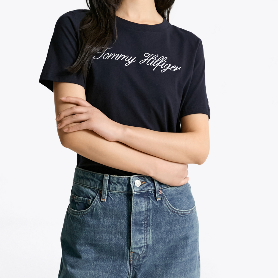 TOMMY HILFIGER [Official Headquarters] Crew Neck Embroidered Logo T-shirt