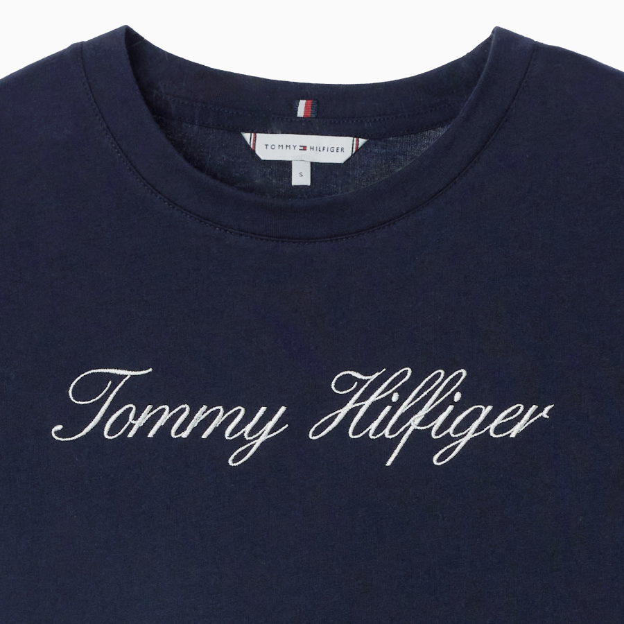 TOMMY HILFIGER [Official Headquarters] Crew Neck Embroidered Logo T-shirt