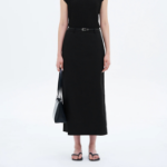 8 seconds Cotton H-Line Long Skirt — Black