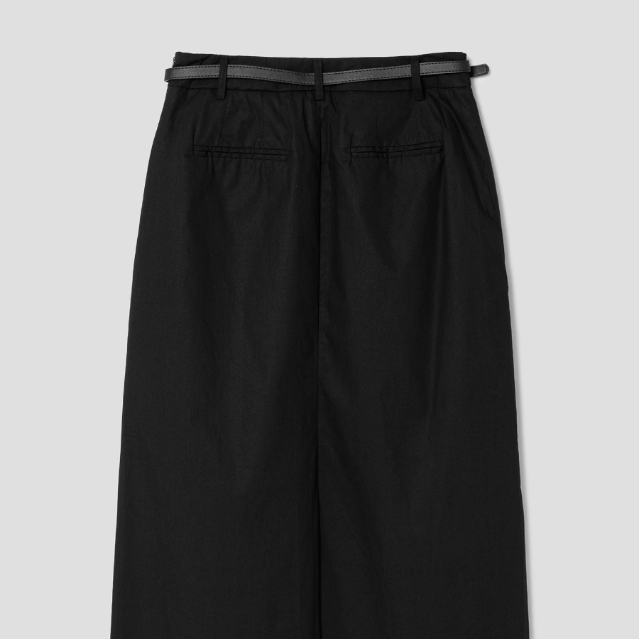 8 seconds Cotton H-Line Long Skirt — Black