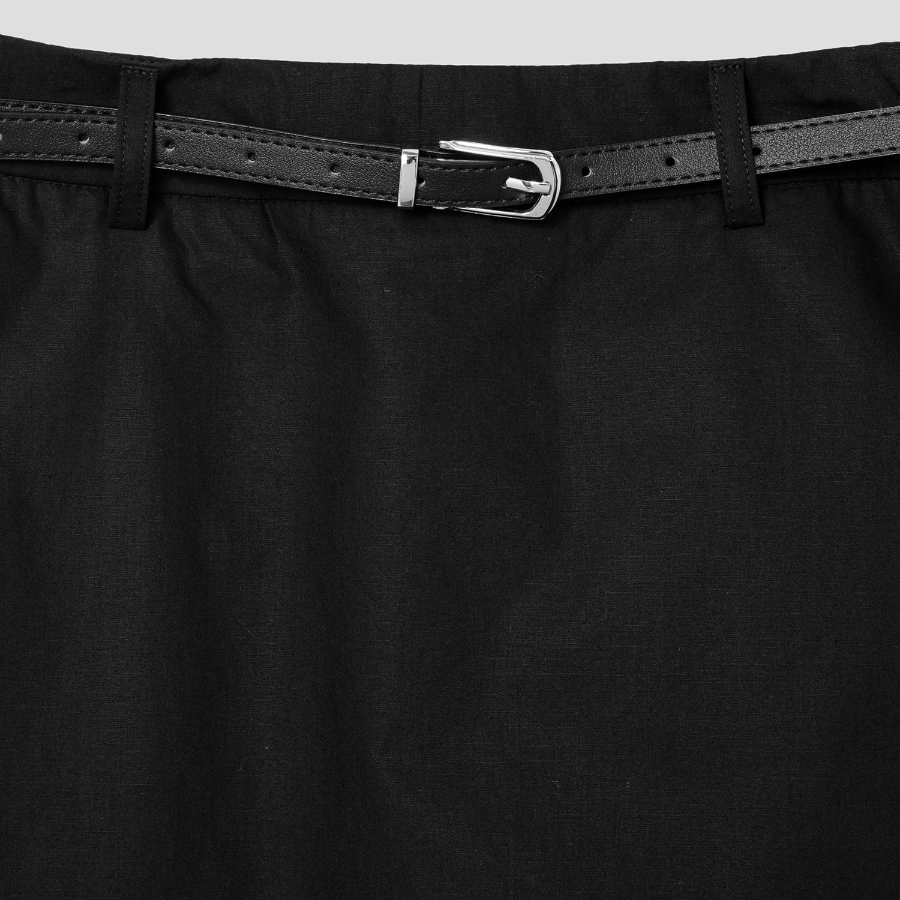 8 seconds Cotton H-Line Long Skirt — Black