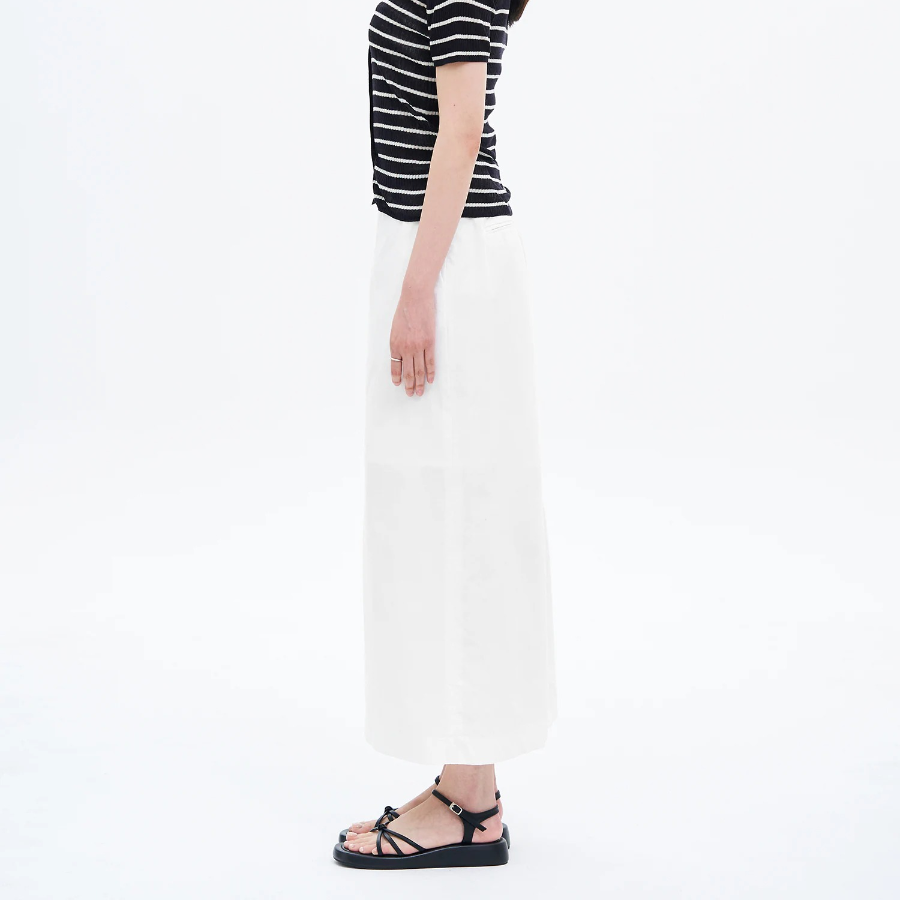 8 seconds Cotton H-Line Long Skirt — White