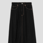 8 seconds Pleated Rayon Long Skirt — Black