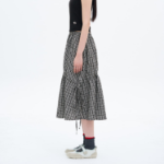 8 seconds Check Long Skirt — Black