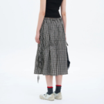 8 seconds Check Long Skirt — Black