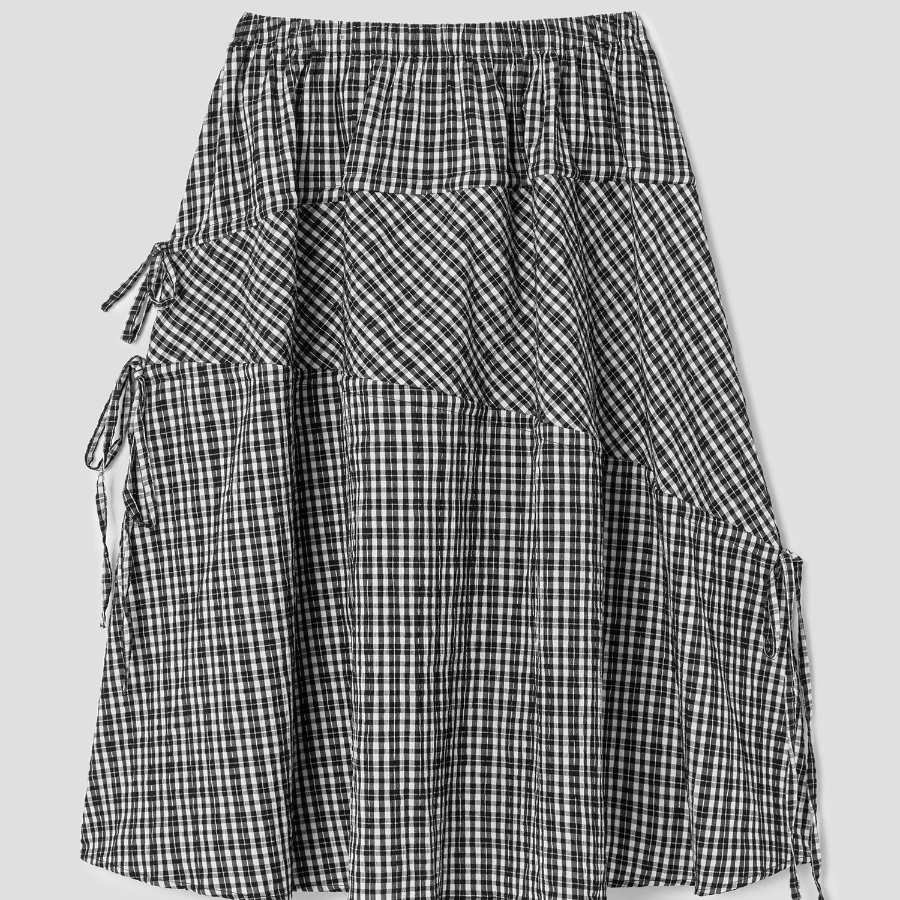 8 seconds Check Long Skirt — Black