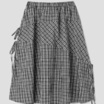 8 seconds Check Long Skirt — Black