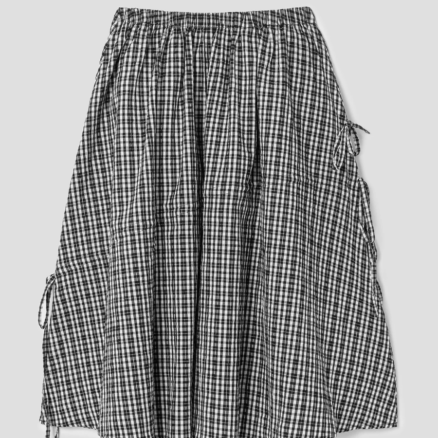 8 seconds Check Long Skirt — Black