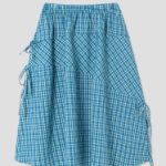 8 seconds Check Long Skirt — Blue