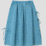 8 seconds Check Long Skirt — Blue