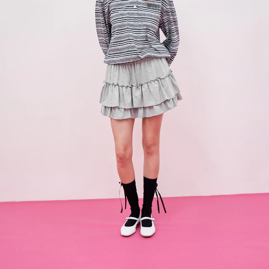 8 seconds Jersey Frill Skirt — Gray