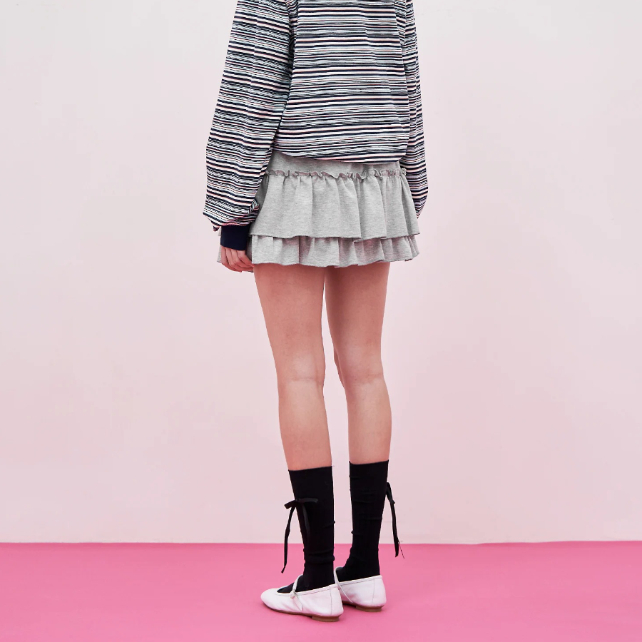 8 seconds Jersey Frill Skirt — Gray
