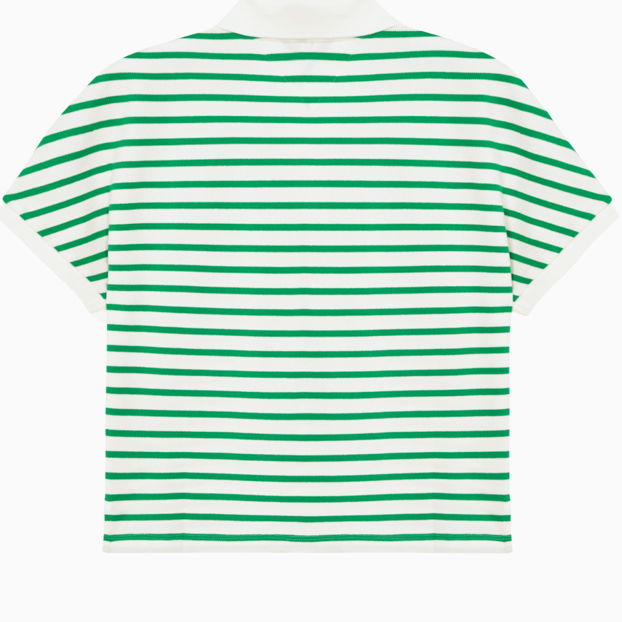 TOMMY HILFIGER [Official Headquarters] Open Collar Striped Short Sleeve Polo Shirt