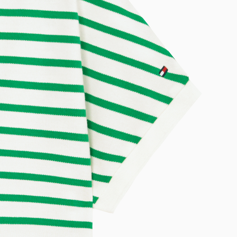 TOMMY HILFIGER [Official Headquarters] Open Collar Striped Short Sleeve Polo Shirt