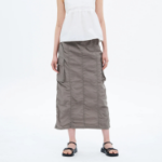 8 seconds Cotton Nylon Cargo Long Skirt — Khaki