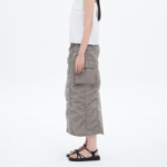 8 seconds Cotton Nylon Cargo Long Skirt — Khaki