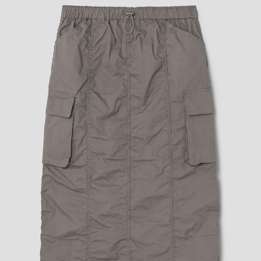 8 seconds Cotton Nylon Cargo Long Skirt — Khaki