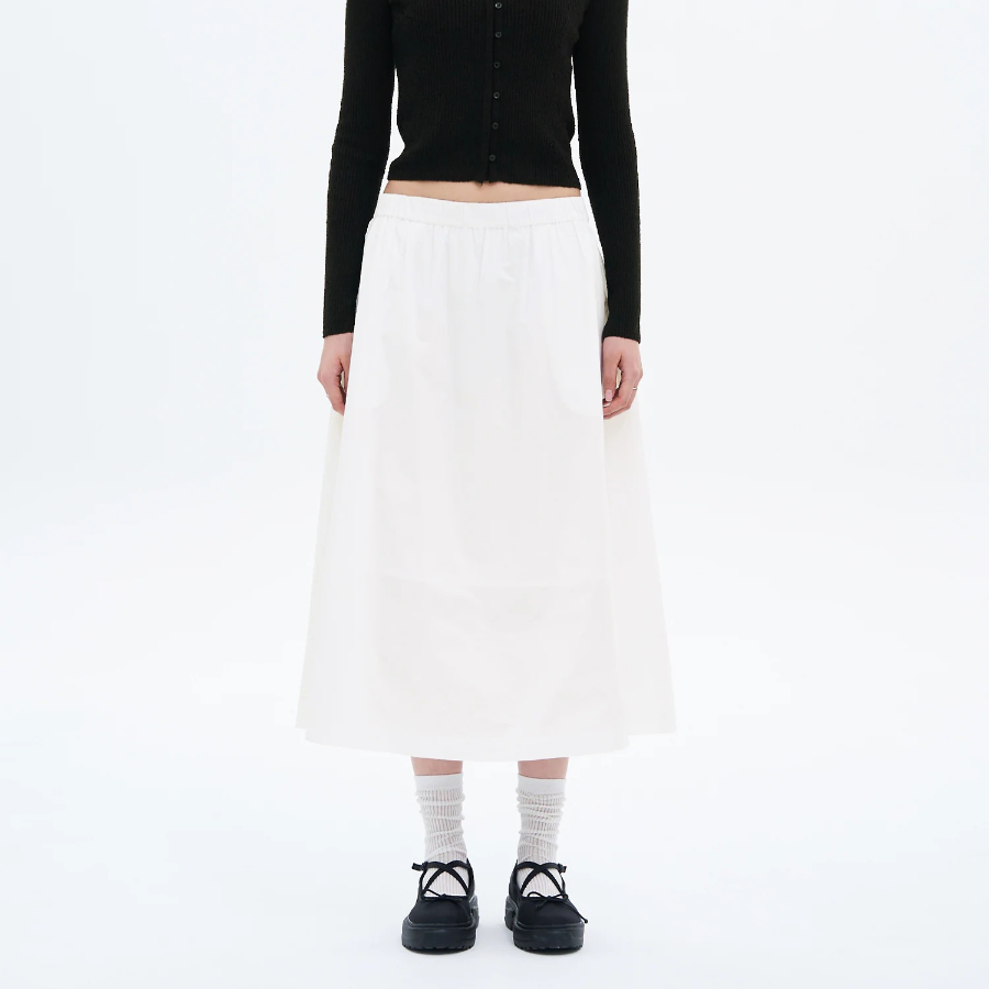 8 seconds Cotton Long Full Skirt — White
