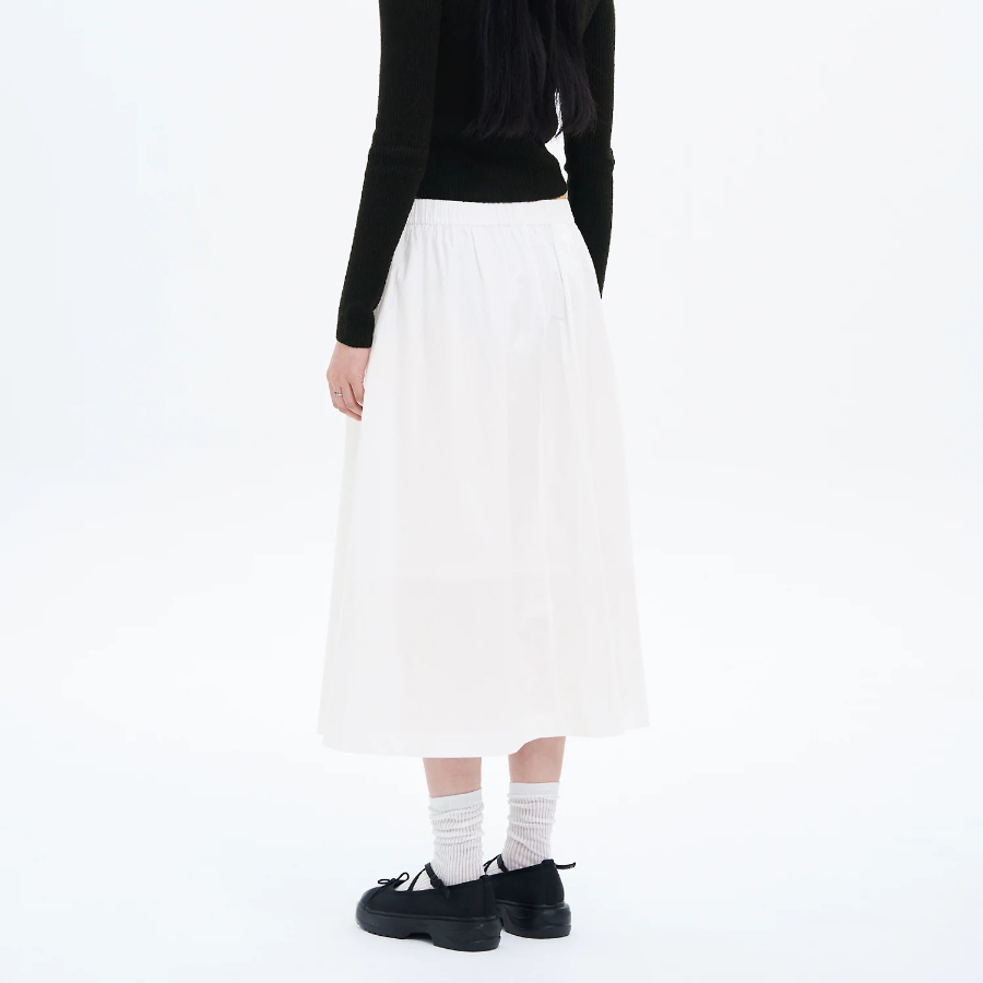 8 seconds Cotton Long Full Skirt — White