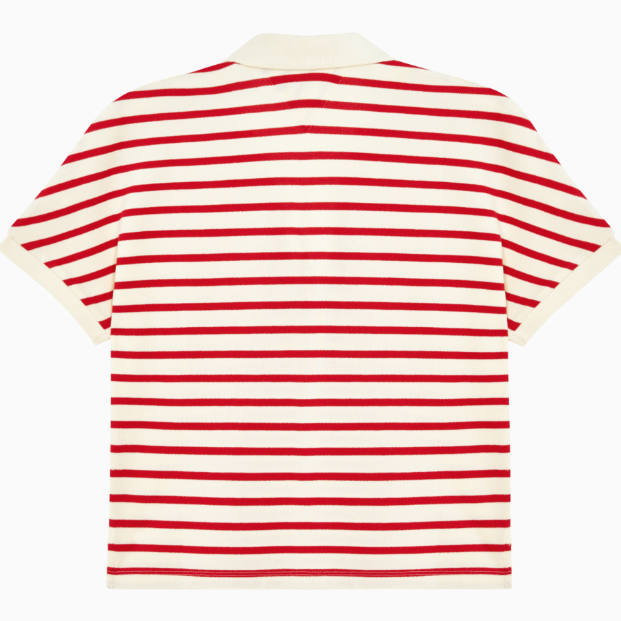 TOMMY HILFIGER [Official Headquarters] Open Collar Striped Short Sleeve Polo Shirt