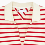 TOMMY HILFIGER [Official Headquarters] Open Collar Striped Short Sleeve Polo Shirt