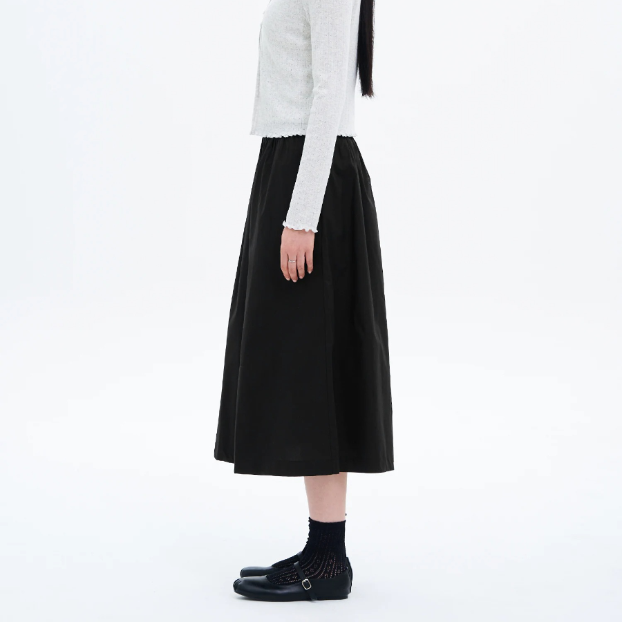 8 seconds Cotton Long Full Skirt — Navy