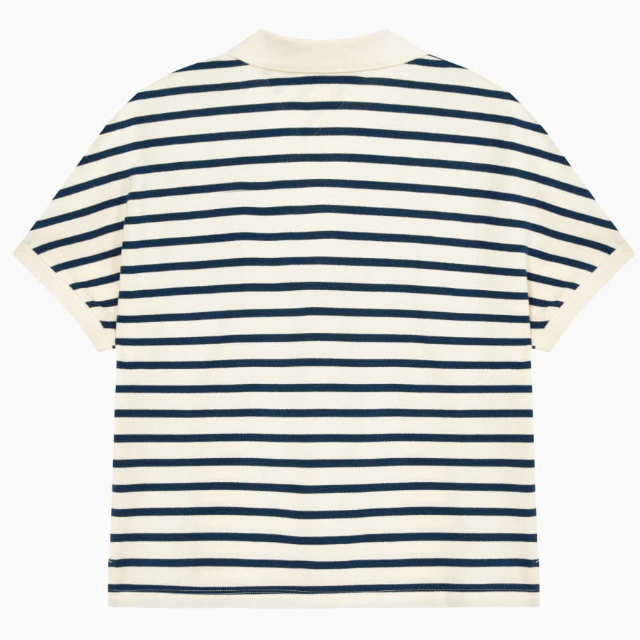 TOMMY HILFIGER [Official Headquarters] Striped V-Neck Short Sleeve Polo Shirt