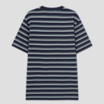 Maison Kitsune Men Profile Fox Patch Striped Comfort Tee-Shirt - Soft Teal / Bay Leaf / Cirrus Blue