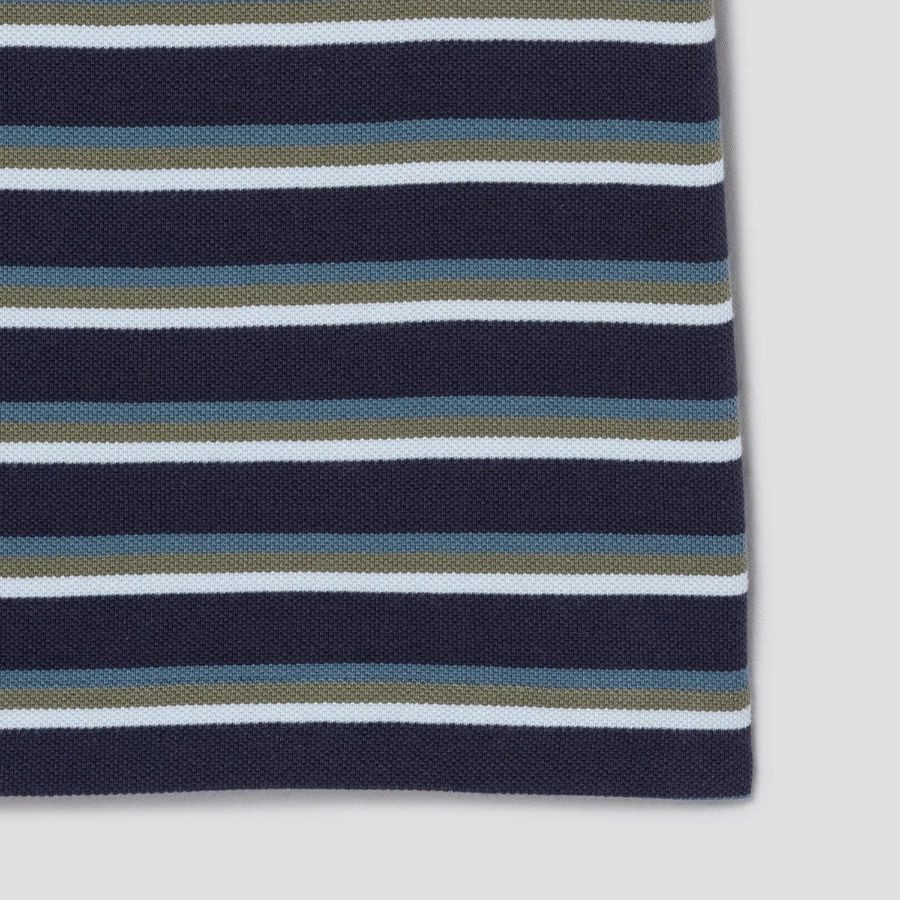 Maison Kitsune Men Profile Fox Patch Striped Comfort Tee-Shirt - Soft Teal / Bay Leaf / Cirrus Blue