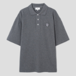 Maison Kitsune Men Bold Fox Head Patch Oversize Polo - Dark Grey Melange