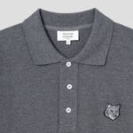 Maison Kitsune Men Bold Fox Head Patch Oversize Polo - Dark Grey Melange