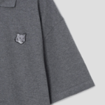 Maison Kitsune Men Bold Fox Head Patch Oversize Polo - Dark Grey Melange