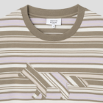 Maison Kitsune Men Crafted Profile Fox Striped Oversize Tee-Shirt - Soft Mauve/Cardamone
