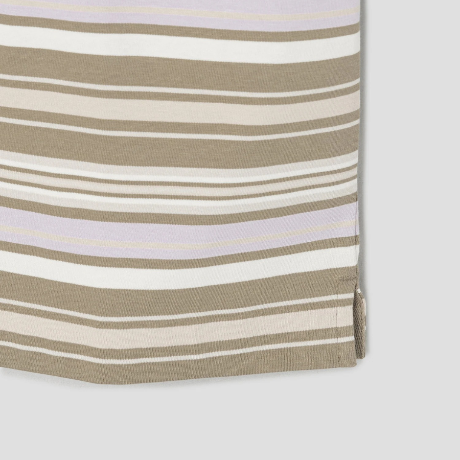 Maison Kitsune Men Crafted Profile Fox Striped Oversize Tee-Shirt - Soft Mauve/Cardamone