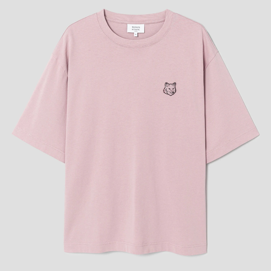 Maison Kitsune Men Bold Fox Head Patch Oversize Tee Shirt - Pink Clay