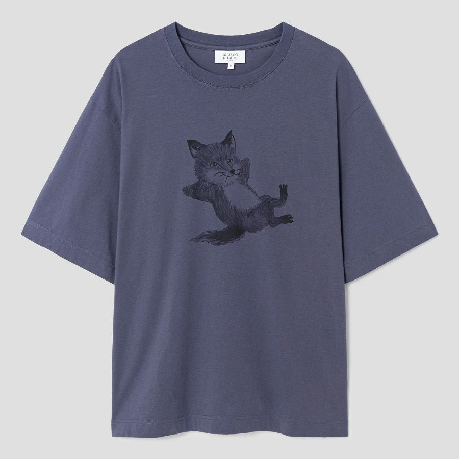 Maison Kitsune Men Chillax Print Oversize Tee-Shirt - Fig