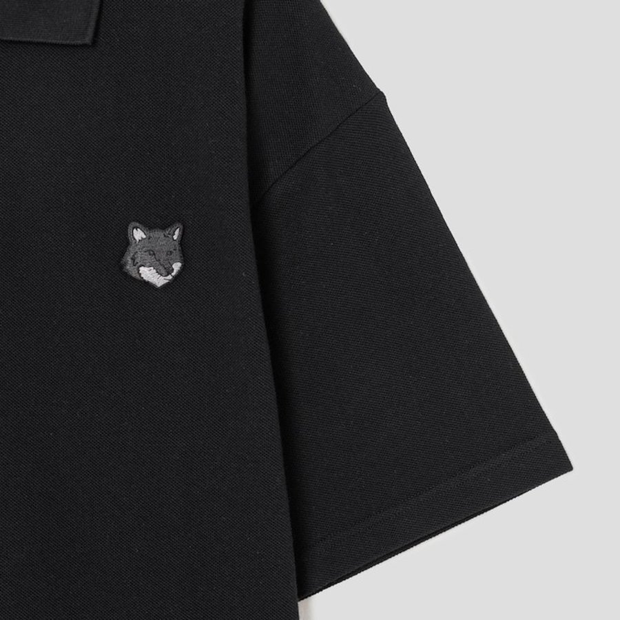Maison Kitsune Men Bold Fox Head Patch Oversize Polo - Black